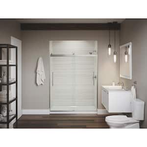Elmbrook 59.6 in. W x 73.6 in. H Sliding Frameless Shower Door in Nickel Finish with Clear