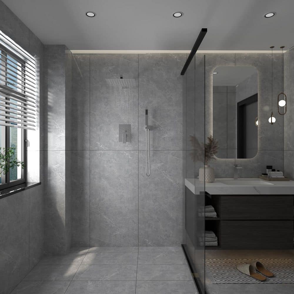 10 Inch Brushed Nickel Square Rain Shower Combo Set
