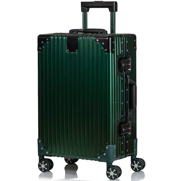 CHAMPS Elite 21 in. Green Aluminum Luggage Carry-on with Spinner Wheels ...