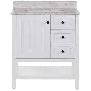 Lanceton 31 in. W x 22 in. D x 39 in. H Single Sink  Bath Vanity in White with Pulsar  Stone Composite Top