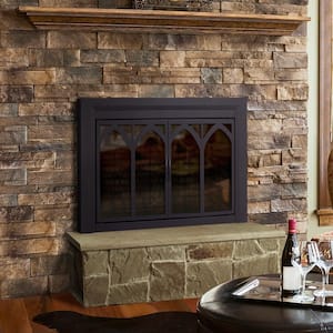 Collin Large Black Glass Fireplace Doors