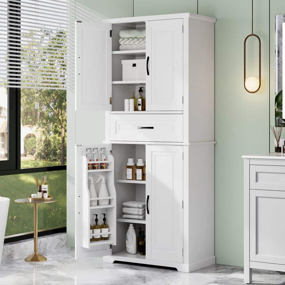 Harper & Bright Designs White 72 in. H Multi-Functional Storage Cabinet ...