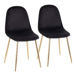 Pebble Black Velvet and Gold Metal Dining Chair (Set of 2)