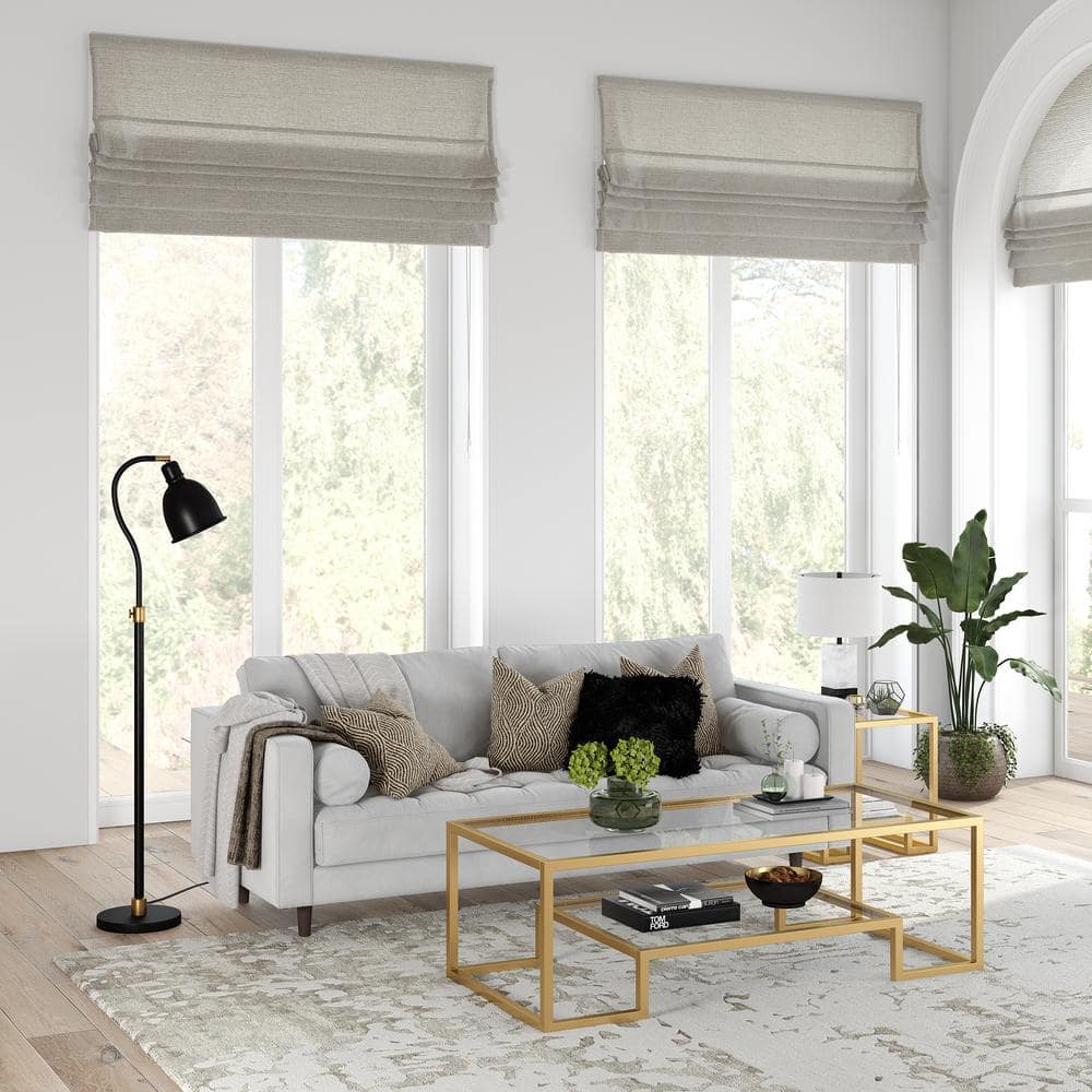 Athena 54" Brass and Glass Rectangular Coffee Table