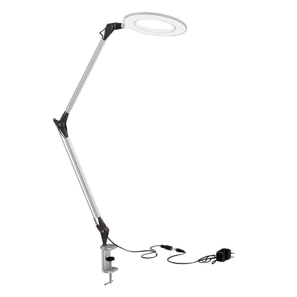slavina o dragi deformacija  Lavish Home 17.5 in. Metal Silver Swing Arm Architect LED Task Lamp with Ring  Light-HW1000079 - The Home Depot
