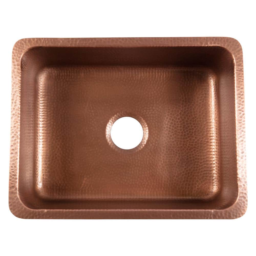 Handmade Antique Copper 23" Single Bowl Undermount Kitchen Sink