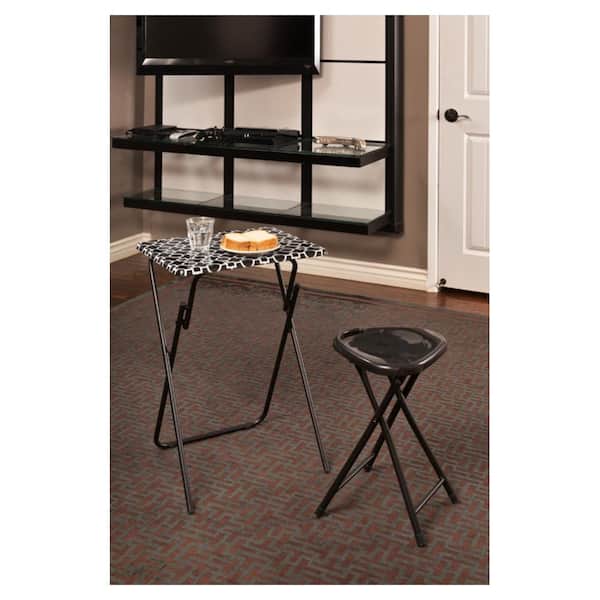 Atlantic Park Place Black and white Tray Side Table (Set of 2)