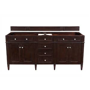 Brittany 71 in. W x 23 in. D x 32.8 in. H Double Bath Vanity Cabinet Without Top in Burnished Mahogany