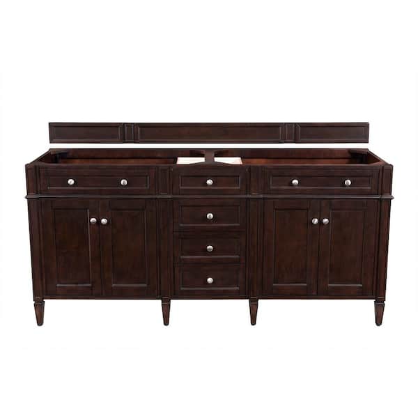 James Martin Vanities Brittany 71 in. W x 23 in. D x 32.8 in. H Double Bath Vanity Cabinet Without Top in Burnished Mahogany