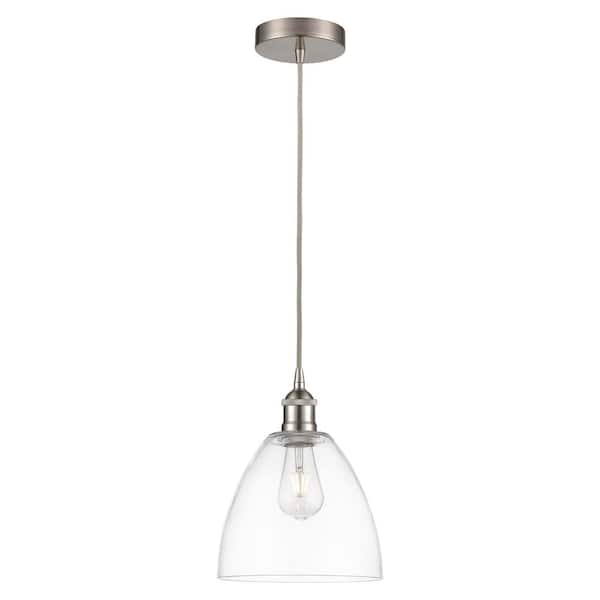 Innovations Edison Dome 60-Watt 1-Light Brushed Satin Nickel Shaded Mini Pendant Light with Clear Glass Shade