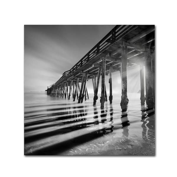 Trademark Fine Art Pier and Shadows by Moises Levy Hidden Frame Architecture Art Print 18 in. x 18 in.