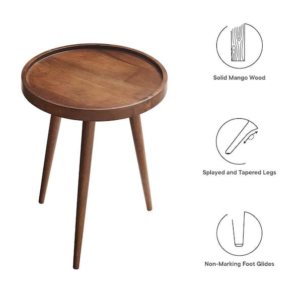 MODWAY Chiro Walnut Round Wood Side Table EEI-6830-WAL - The Home