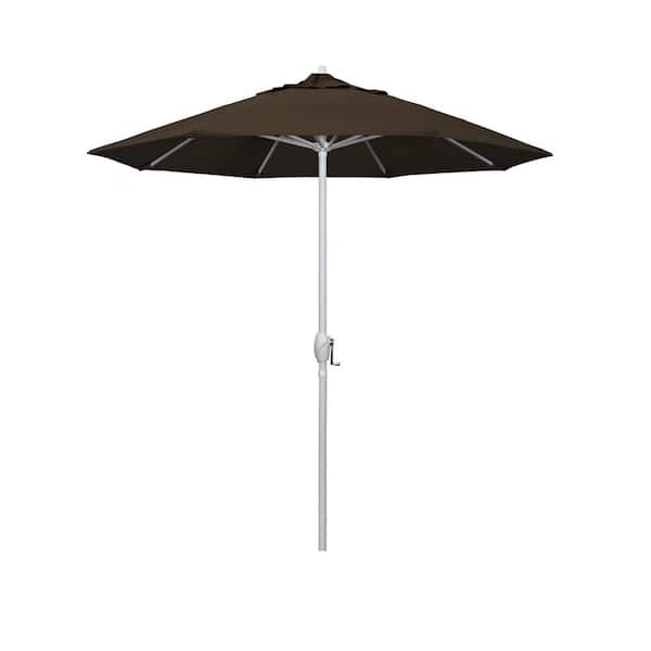California Umbrella 7.5 ft. Matted White Aluminum Market Patio Umbrella Auto Tilt in Mocha Pacifica