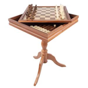 Deluxe Wooden Chess and Backgammon Table Set