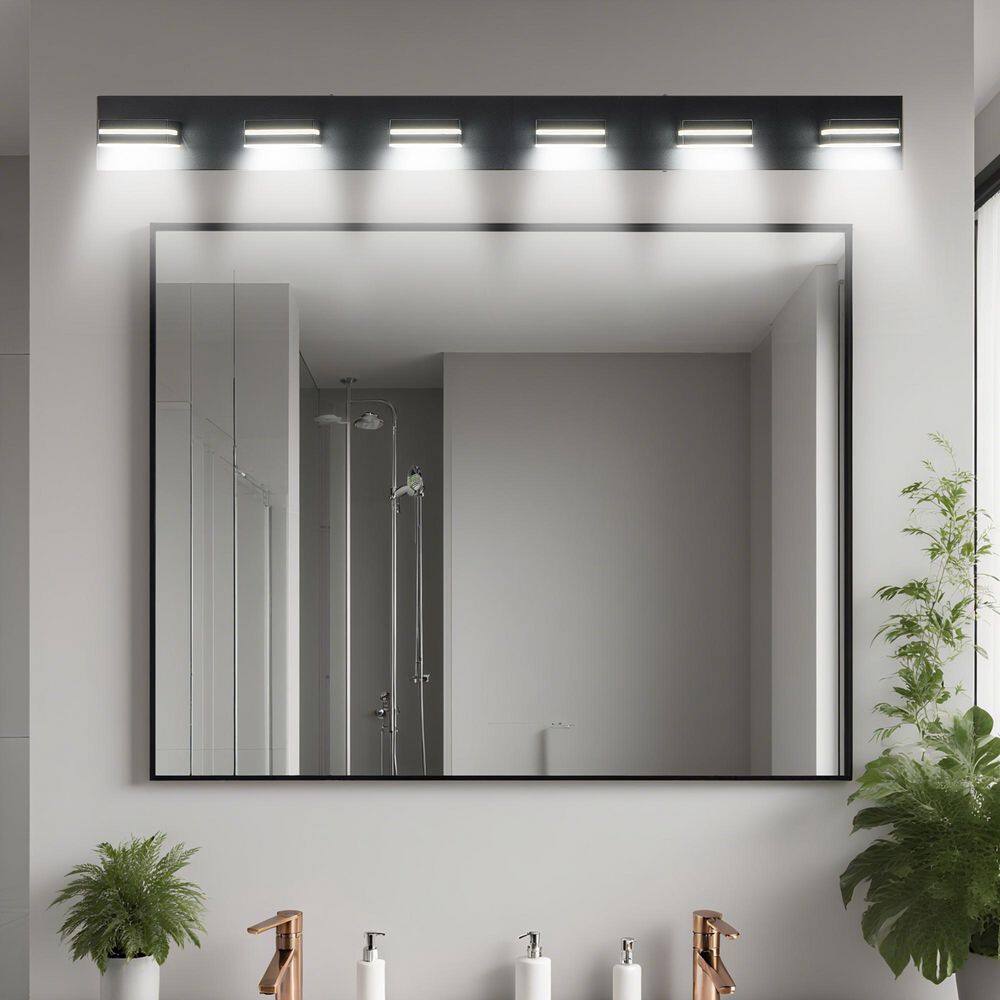 47 in. W 6-Lights LED Vanity Light for Bathroom, Black Wall Sconce Over Vanity Mirror, Cool White 6000K price history on PriceWatchPro