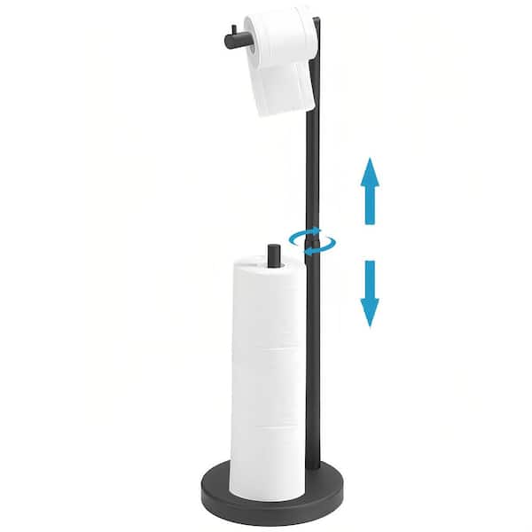 Freestanding Toilet Paper Stand with Spare Roll Storage in Matte Black