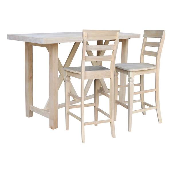 International Concepts 3-Piece Set -72 in. Solid Wood Unfinished Bar ...