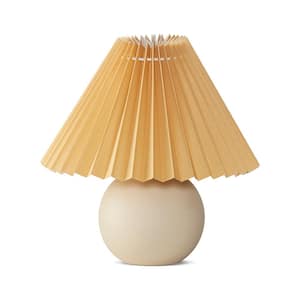 Serena 10 in. Cream Beige Traditional Globe LED Super Bright Table and Desk Lamp with Orange Fabric Empire Shade
