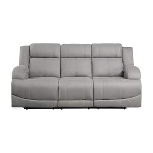 Darcel 81.5 in. W Straight Arm Microfiber Rectangle Power Double Reclining Sofa in. Gray