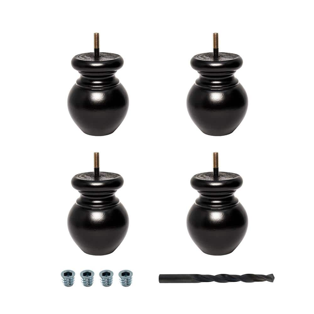 4 in. x 3-1/8 in. Stained Espresso Solid Hardwood Round Bun Foot (4-Pack) price history on PriceWatchPro