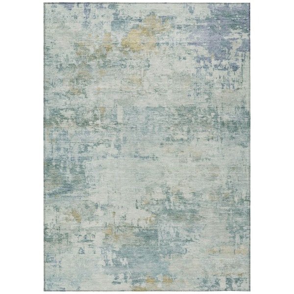 Chantille Machine Washable Indoor/Outdoor Abstract ACN2371 Aqua 8 ft. x 10 ft. Area Rug