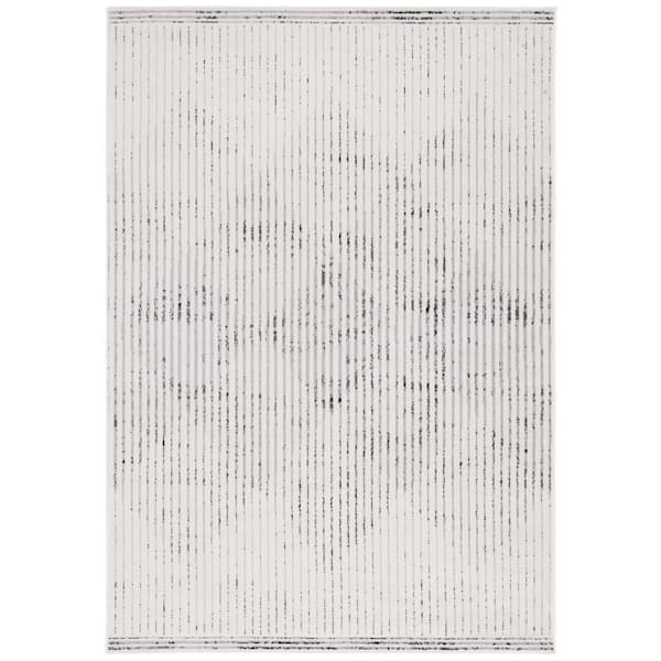 Temple 8 ft. x 10 ft. Ivory/Gray Distressed Striped Area Rug