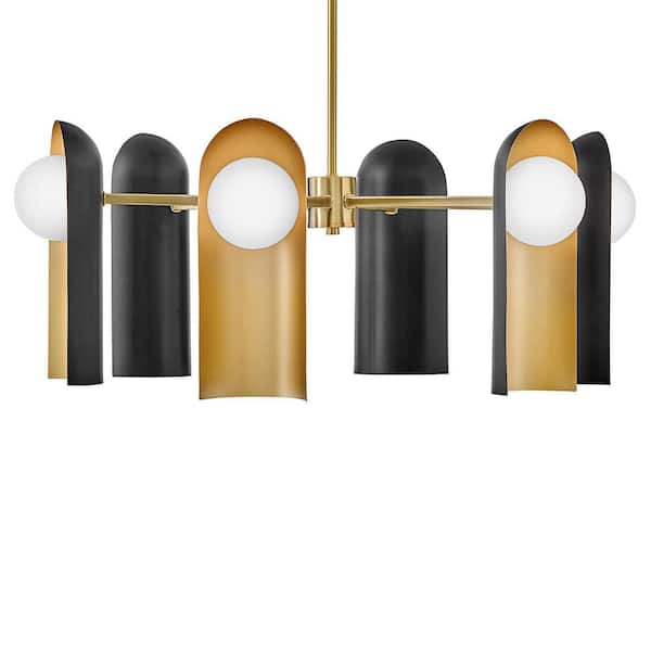 LARK Zuri 6-Light Lacquered Brass Chandelier 84236LCB-BK - The