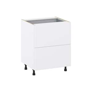 Fairhope Bright White Slab Assembled Base Kitchen Cabinet with 3 Drawers (27 in. W X 34.5 in. H X 24 in. D)
