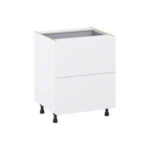Fairhope Bright White Slab Assembled Base Kitchen Cabinet with 3 Drawers (27 in. W X 34.5 in. H X 24 in. D)