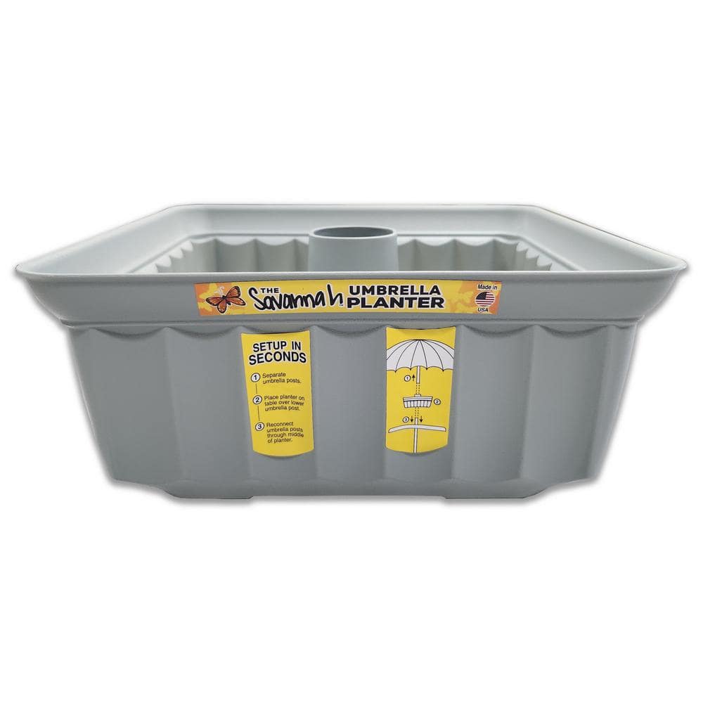 Gray Square HDPE Outdoor Planter with Drainage Holes
