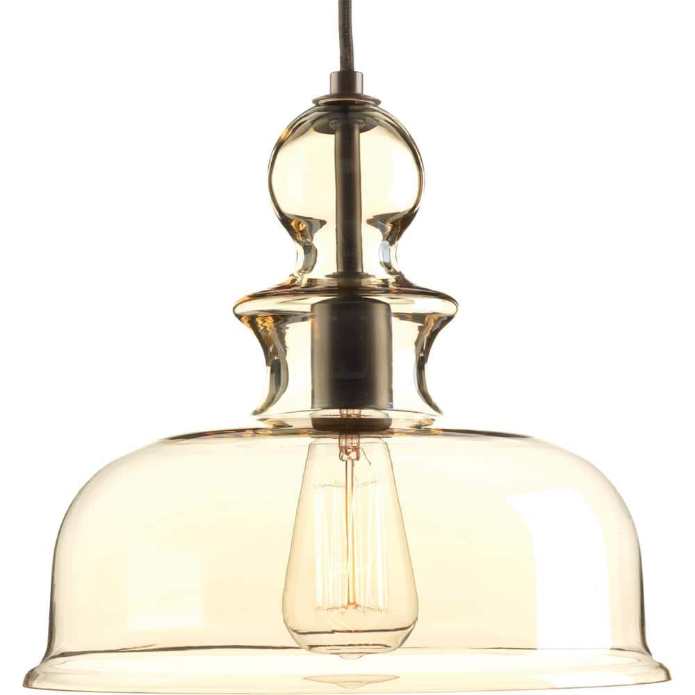 Staunton Antique Bronze 12" Bowl Pendant Light with Clear Glass Shade