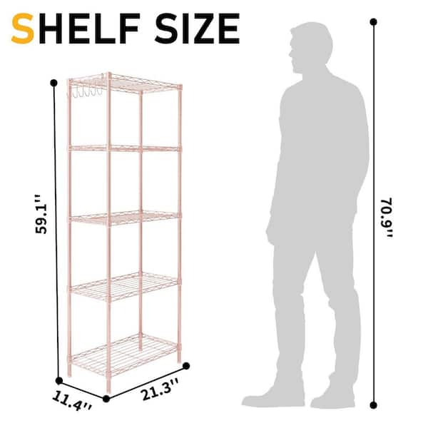 Karl home Metal Wire 5-Shelf Adjustable Shelving Unit in Pink (29