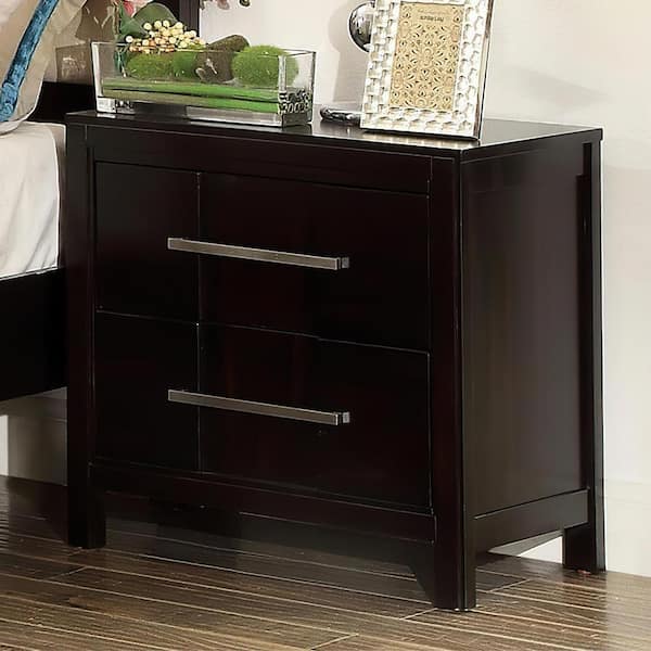 William's Home Furnishing 2-Drawer Berenice Espresso Night Stand 24 in. H x 23.63 in. W x 16 in. D