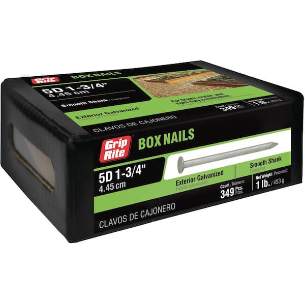 Grip-Rite #14 x 1-3/4 in. 5-penny Hot Galvanized Steel Box Nails 1 lb. Box