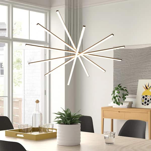Rennnsan Alyssa 6-Light Black Modern Linear Integrated LED Chandelier