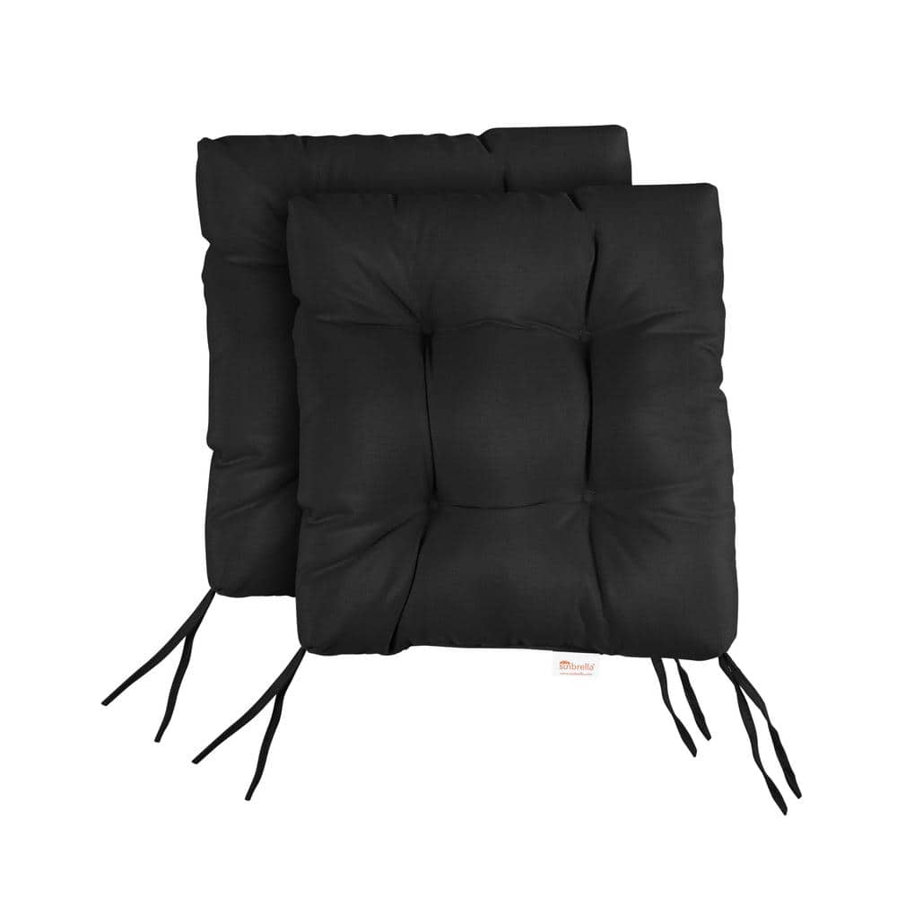 SORRA HOME Sunbrella Canvas Black Tufted Chair Cushion Square Back 16 x ...