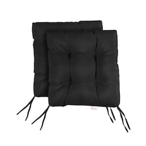 Sunbrella Canvas Black Tufted Chair Cushion Square Back 16 x 16 x 3 (Set of 2)