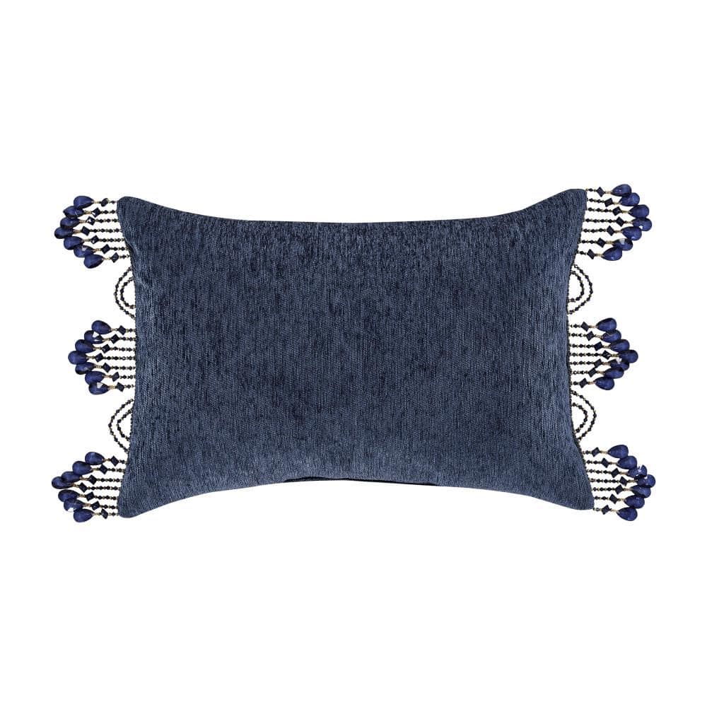 Navy and Gold Embroidered Square Boudoir Decorative Pillow