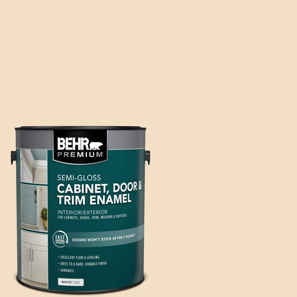 BEHR PREMIUM 1 gal. #22 Navajo White Semi-Gloss Enamel Interior ...