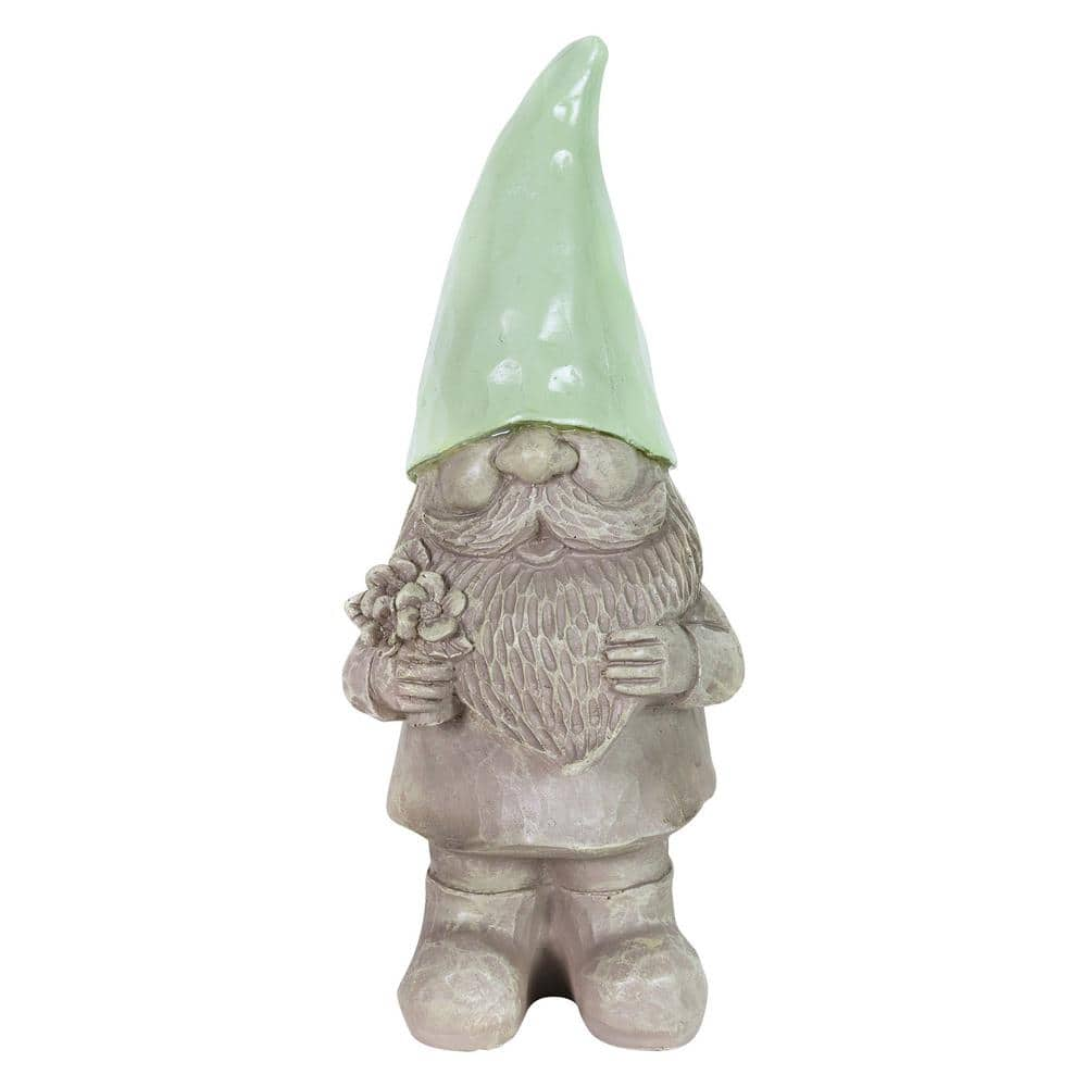 Exhart Solar Mint Happy Hat Gnome Gnome Garden Statue 18192-RS