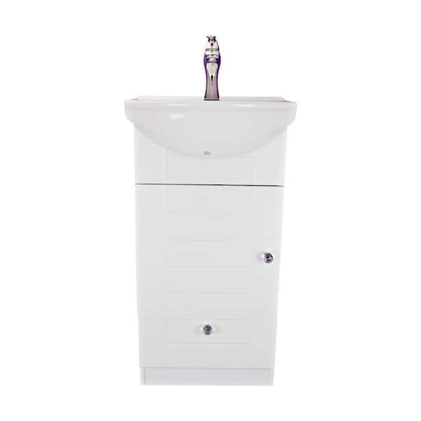 Renovators Supply Small Black & White Bathroom Vanity Cabinet Sink with Faucet and Drain