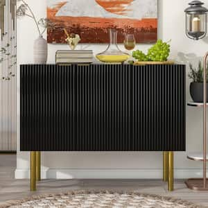 Black Particle Board and MDF 47.20 in. Sideboard with Adjustable Shelves