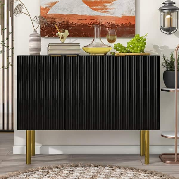 Boosicavelly Black Particle Board and MDF 47.20 in. Sideboard with ...