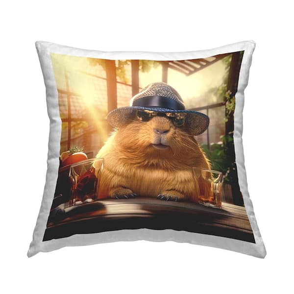 Stupell Industries Capybara at Brewery Tan Print Polyester 18 in. x 18 in. Throw Pillow