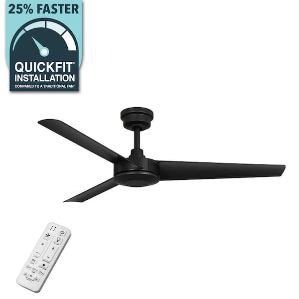 Hampton Bay Titan 52 in. Indoor/Outdoor Covered Matte Black Ceiling Fan with Remote and DC Motor