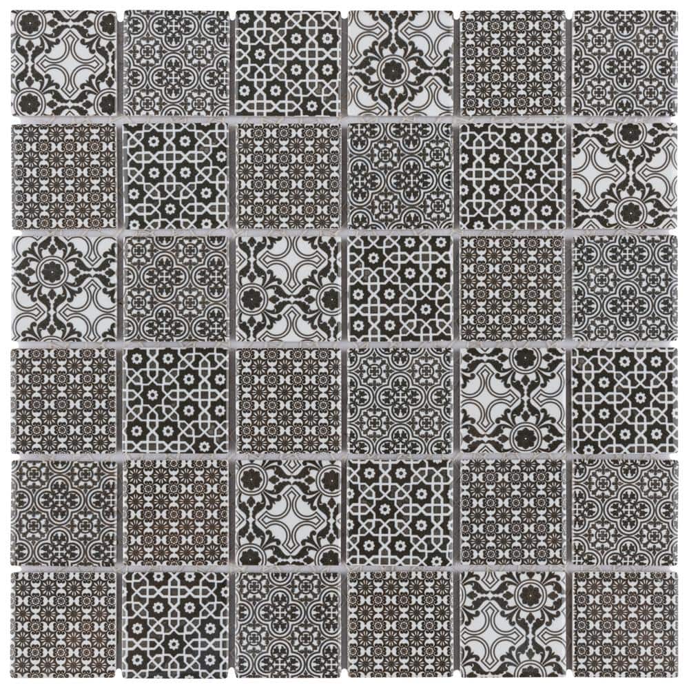 SomerTile Classico 2 Black 1.63 x 1.63 Porcelain Mosaic Tile