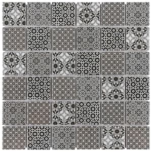 Classico 2 in. Black 11-5/8 in. x 11-5/8 in. Porcelain Mosaic Tile (9.97 sq. ft./Case)
