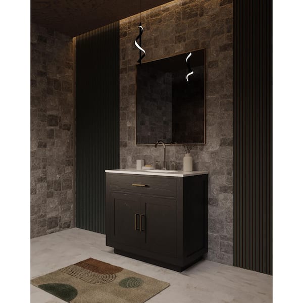 Condor 36 in. W x 22 in. D Black Oak Single Bath Vanity with White Quartz Top