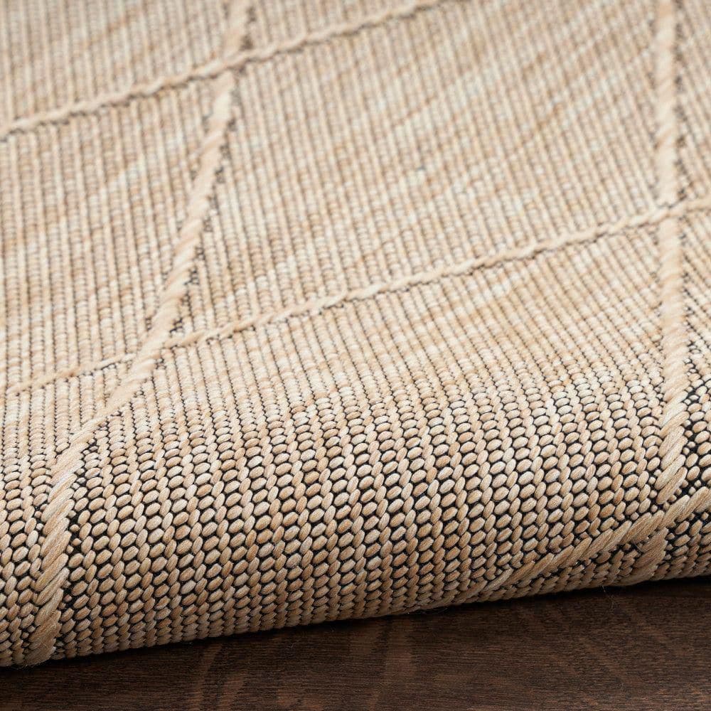 Natural Geometric Polypropylene Non-Slip Runner Rug 2'2" x 8'