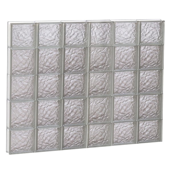 Clearly Secure 46.5 in. x 36.75 in. x 3.125 in. Frameless Ice Pattern Non-Vented Glass Block Window
